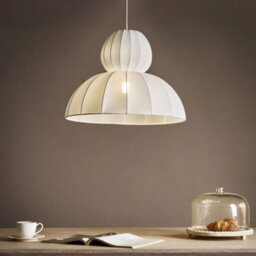 Beliani Faux Silk Pendant Lamp White - Adjustable Drop Ceiling Light For Dining And Living Rooms - thumbnail 1