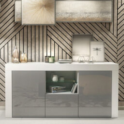 Creative Furniture Aurora Sideboard 145Cm - White & Grey Gloss Doors - thumbnail 1