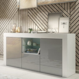Creative Furniture Aurora Sideboard 145Cm - White & Grey Gloss Doors - thumbnail 5
