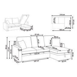 Beliani Corner Sofa Bed 3 Seater Nassjo Faux Linen Grey Left Hand - thumbnail 3