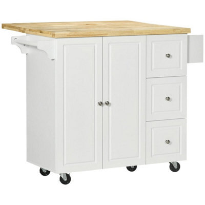 Rolling Kitchen Island, Kitchen Storage Trolley W/ Drop Leaf, Drawers - image 1