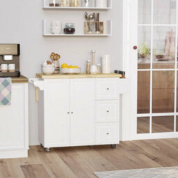 Rolling Kitchen Island, Kitchen Storage Trolley W/ Drop Leaf, Drawers - thumbnail 4