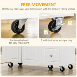 Rolling Kitchen Island, Kitchen Storage Trolley W/ Drop Leaf, Drawers - thumbnail 5