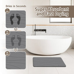 Fino Stone Stone Bath Mat - Super Absorbent Quick-Dry Diatomite Bath Mat, Non-Slip Bathroom Floor Mat With Anti-Slip Pad - thumbnail 7