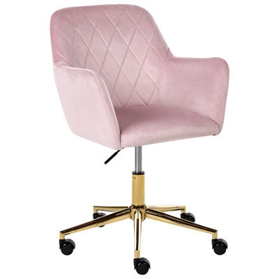 Beliani Desk Chair Leloria Velvet Pastel Pink - image 1