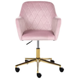 Beliani Desk Chair Leloria Velvet Pastel Pink - thumbnail 5