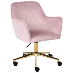 Beliani Desk Chair Leloria Velvet Pastel Pink - thumbnail 4
