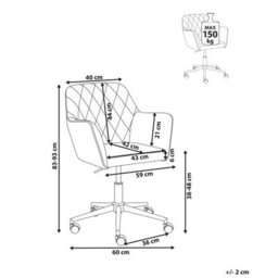 Beliani Desk Chair Leloria Velvet Pastel Pink - thumbnail 3