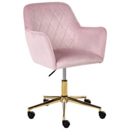 Beliani Desk Chair Leloria Velvet Pastel Pink - thumbnail 1