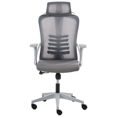 Wyld And Coco Grey Mesh Ergonomic High-Back Office Chair With Adjustable Headrest And Tilting Backrest - image 1