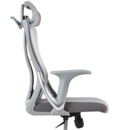 Wyld And Coco Grey Mesh Ergonomic High-Back Office Chair With Adjustable Headrest And Tilting Backrest - thumbnail 5