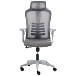 Wyld And Coco Grey Mesh Ergonomic High-Back Office Chair With Adjustable Headrest And Tilting Backrest - thumbnail 1