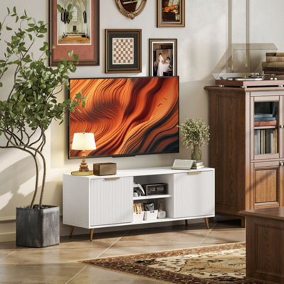 Homcom Modern Tv Stand Cabinet With Storage For Living Room, White - image 1