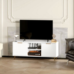 Homcom Modern Tv Stand Cabinet With Storage For Living Room, White - thumbnail 8
