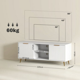 Homcom Modern Tv Stand Cabinet With Storage For Living Room, White - thumbnail 3