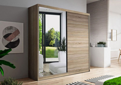 Vista 05 150X200X61Cm Sliding Door Wardrobe With Mirror Sonoma Matt Front + Sonoma Body - image 1
