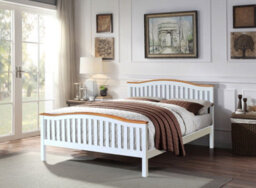 Comfy Living 4Ft6 Solid Wooden Curved Bed Frame In White