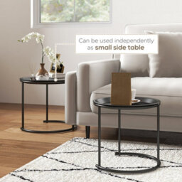 Wyld Haus Fise Set Of 2 Nesting Coffee Tables With Removable Tray Tops, Black, Matt Finish - thumbnail 6