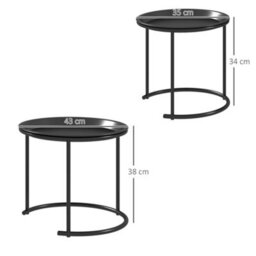 Wyld Haus Fise Set Of 2 Nesting Coffee Tables With Removable Tray Tops, Black, Matt Finish - thumbnail 3