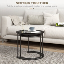 Wyld Haus Fise Set Of 2 Nesting Coffee Tables With Removable Tray Tops, Black, Matt Finish - thumbnail 4