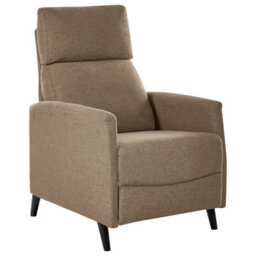 Beliani Recliner Chair Selvik With Footrest Fabric Brown - thumbnail 1