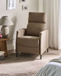 Beliani Recliner Chair Selvik With Footrest Fabric Brown - thumbnail 2