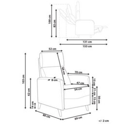 Beliani Recliner Chair Selvik With Footrest Fabric Brown - thumbnail 3