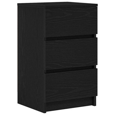 Berkfield Durable Bedside Cabinet With 3 Drawers Black 39X35X65 Cm