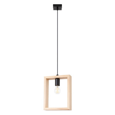 Luminosa Lighting Luminosa Aries Square Pendant Ceiling Light Natural Wood - image 1