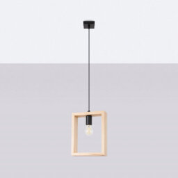 Luminosa Lighting Luminosa Aries Square Pendant Ceiling Light Natural Wood - thumbnail 3