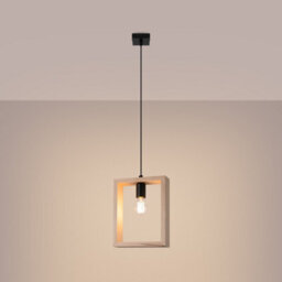 Luminosa Lighting Luminosa Aries Square Pendant Ceiling Light Natural Wood - thumbnail 2