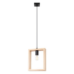Luminosa Lighting Luminosa Aries Square Pendant Ceiling Light Natural Wood - thumbnail 1