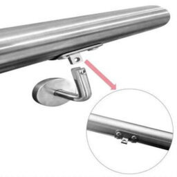 304 Stainless Steel Wall Mounted Stair Handrail 120Cm, Brushed Finish, Round Pipe Design, Fixings Included - thumbnail 7