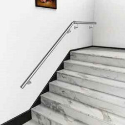 304 Stainless Steel Wall Mounted Stair Handrail 120Cm, Brushed Finish, Round Pipe Design, Fixings Included - thumbnail 3