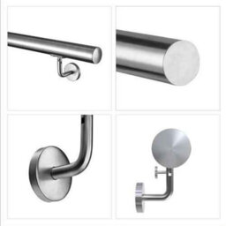 304 Stainless Steel Wall Mounted Stair Handrail 120Cm, Brushed Finish, Round Pipe Design, Fixings Included - thumbnail 8