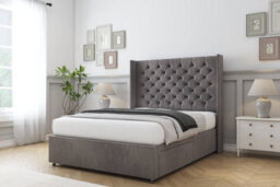 "Comfort Selena Slate Naples Divan Bed Set No Drawers - 54"" Wingback 6' Super King" - thumbnail 2