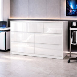 Harmin Modern White High Gloss Chest Of Drawers, 7 Drawer Handleless Cabinet - thumbnail 4