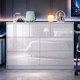 Harmin Modern White High Gloss Chest Of Drawers, 7 Drawer Handleless Cabinet - thumbnail 5