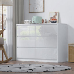 Harmin Modern White High Gloss Chest Of Drawers, 7 Drawer Handleless Cabinet - thumbnail 6