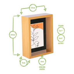 "Nicola Spring 5 X 7"" Deep Photo Frames - Light Wood/black Mount - 3D Deep Box Picture Frame Display Case (20 X 15Cm) X2" - thumbnail 4