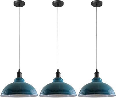 3 Pack Of Ceiling Pendant Light Fixture With 95Cm Adjustable Cable, Vintage 29Cm Curvy Metal Shade E27 Base Hanging Lighting - image 1
