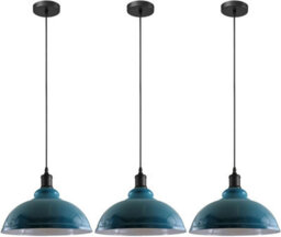 3 Pack Of Ceiling Pendant Light Fixture With 95Cm Adjustable Cable, Vintage 29Cm Curvy Metal Shade E27 Base Hanging Lighting - thumbnail 1