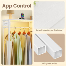 Ledrem Open Wardrobe With 6 Drawers, Led Lights And Charging Station, 102.7 X 35 X 117.6 Cm, White - thumbnail 6