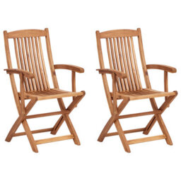 Beliani Set Of 2 Garden Chairs Maui Ii Acacia Wood Light Brown - thumbnail 1
