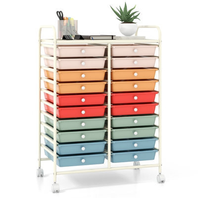 Costway 20 Drawers Storage Trolley Mobile Rolling Utility Cart Home Office Organizer - image 1
