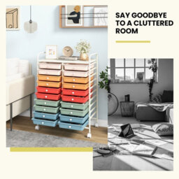Costway 20 Drawers Storage Trolley Mobile Rolling Utility Cart Home Office Organizer - thumbnail 8