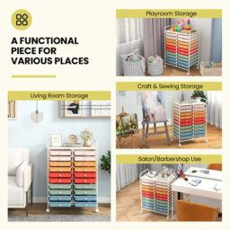 Costway 20 Drawers Storage Trolley Mobile Rolling Utility Cart Home Office Organizer - thumbnail 5