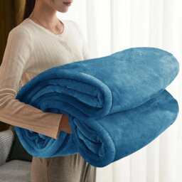 Ameha Fleece Plain Blanket, Lightweight & Reversible Throw For Travel, Bed & Sofa Blanket, Teal Double 150X200Cm - thumbnail 5