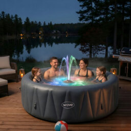 Wave Spas Wave Rechargeable Pool Fountain With Lights, Floating Sprinkler Waterfall For Inground & Above Ground Pools - thumbnail 2