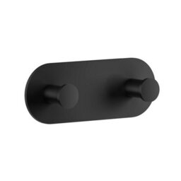 Smedbo Matt Black Stainless Steel Double Towel Hook Rail (L)120mm (H)45mm Self Adhesive Wall Mounted Bathroom Robe Rack